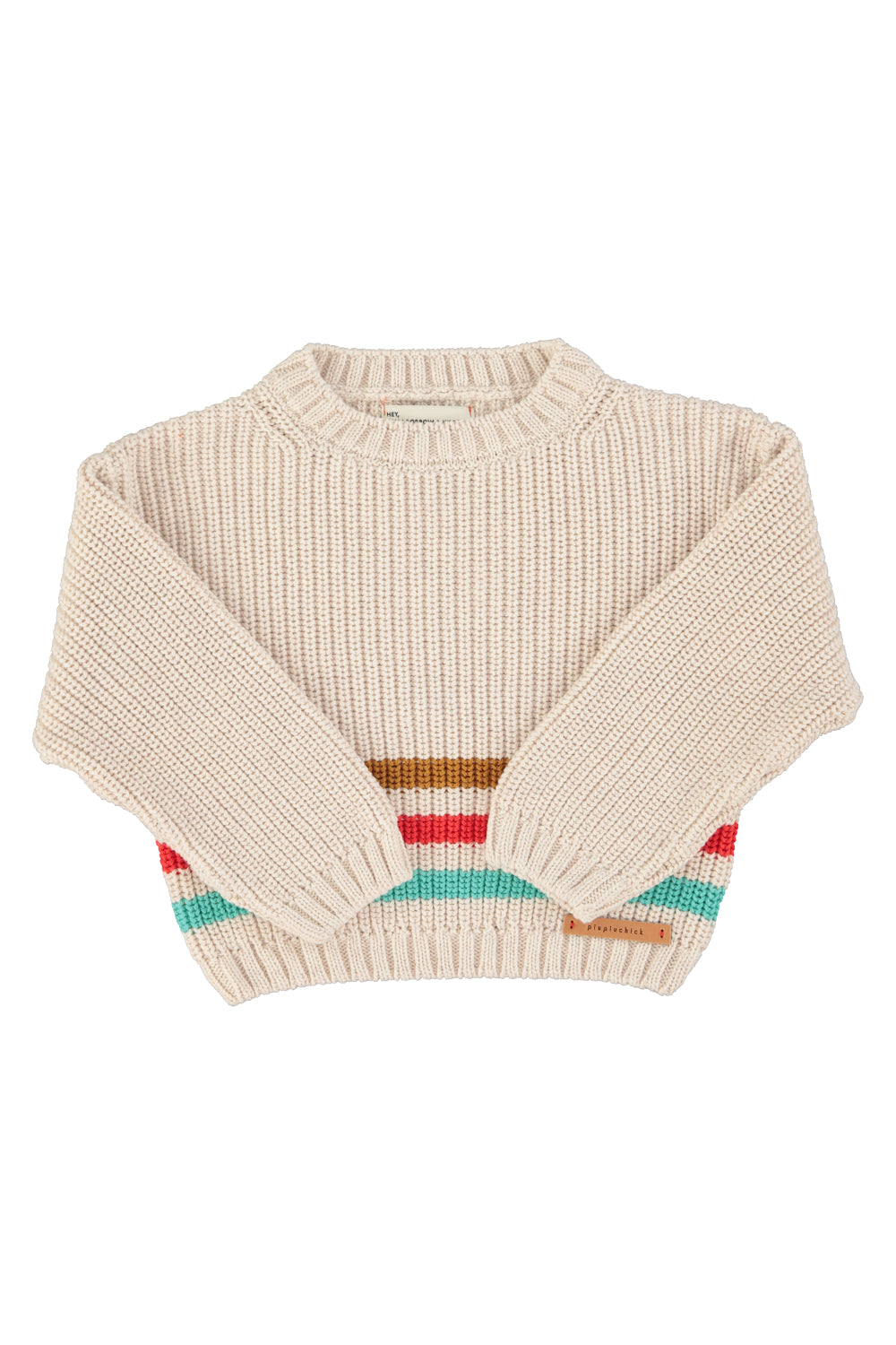 Piupiuchick knitted sweater | ecru w/ multicolor stripes