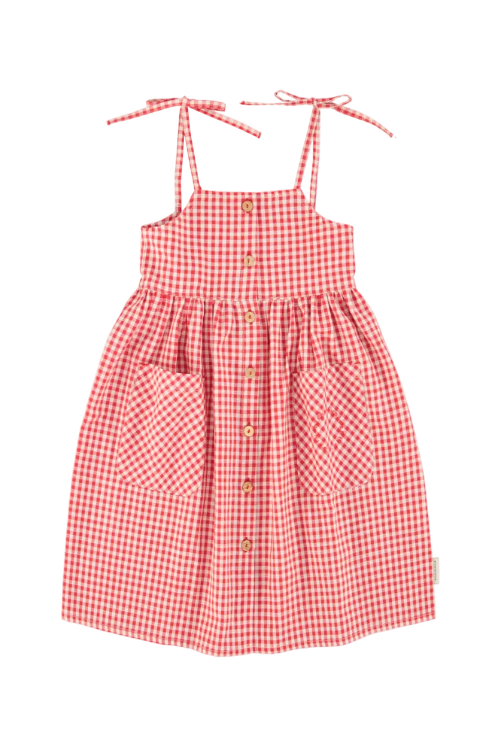 Piupiuchick long dress | red & ecru checkered