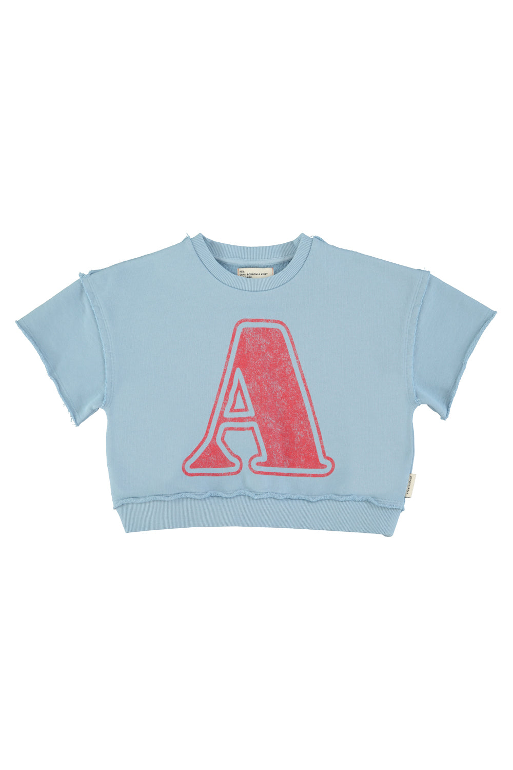 Piupiuchick short sleeve sweatshirt | blue w/ "A" print
