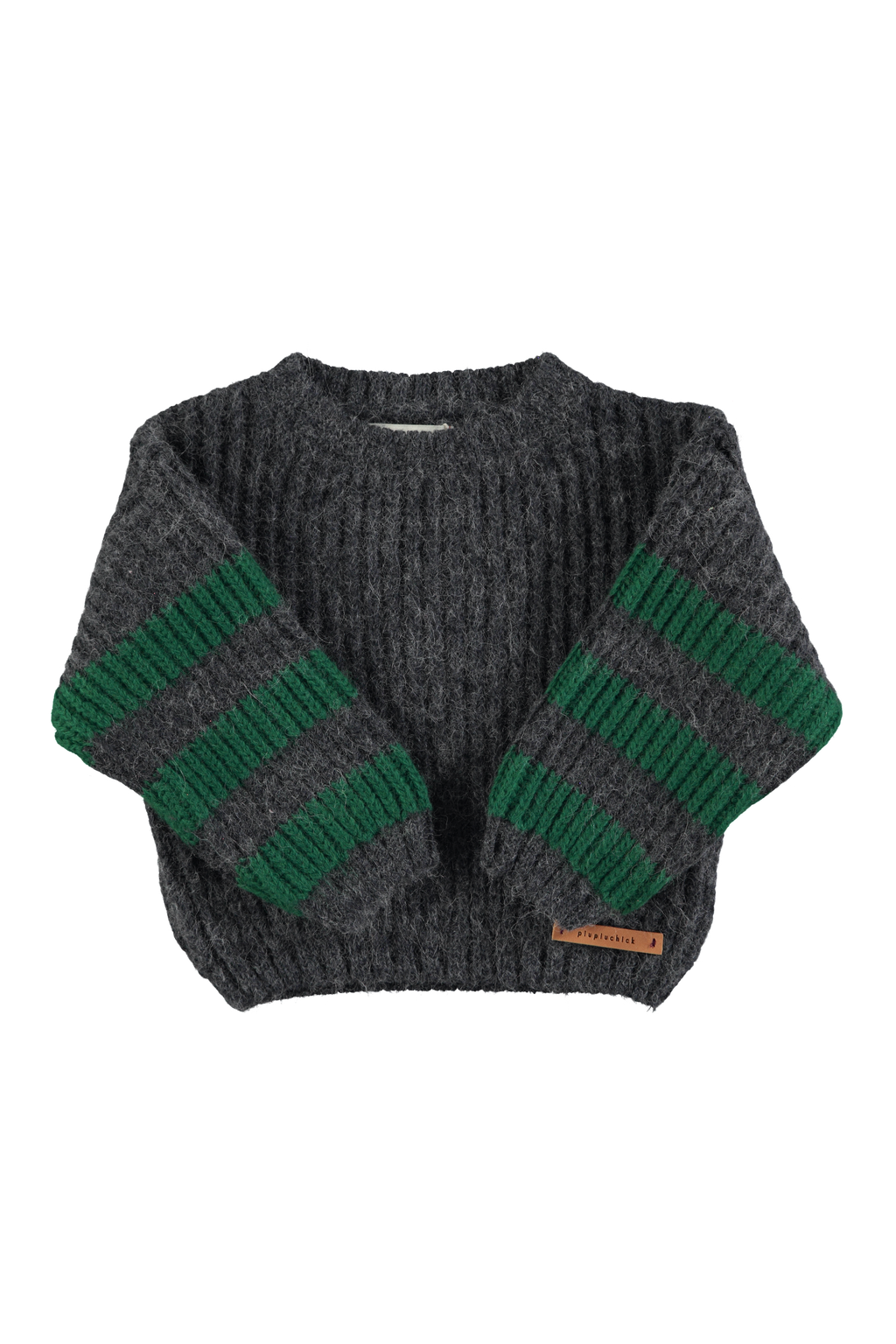 Piupiuchick knitted sweater | grey & green stripes
