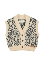 Piupiuchick knitted waistcoat | light pink w/ black animal print