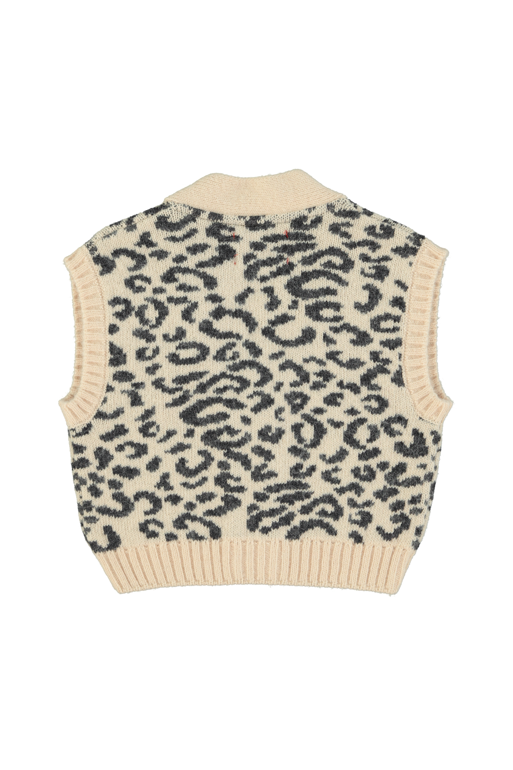 Piupiuchick knitted waistcoat | light pink w/ black animal print
