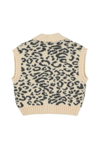 Piupiuchick knitted waistcoat | light pink w/ black animal print