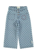 Piupiuchick flare trousers | Washed blue denim w/ black hearts