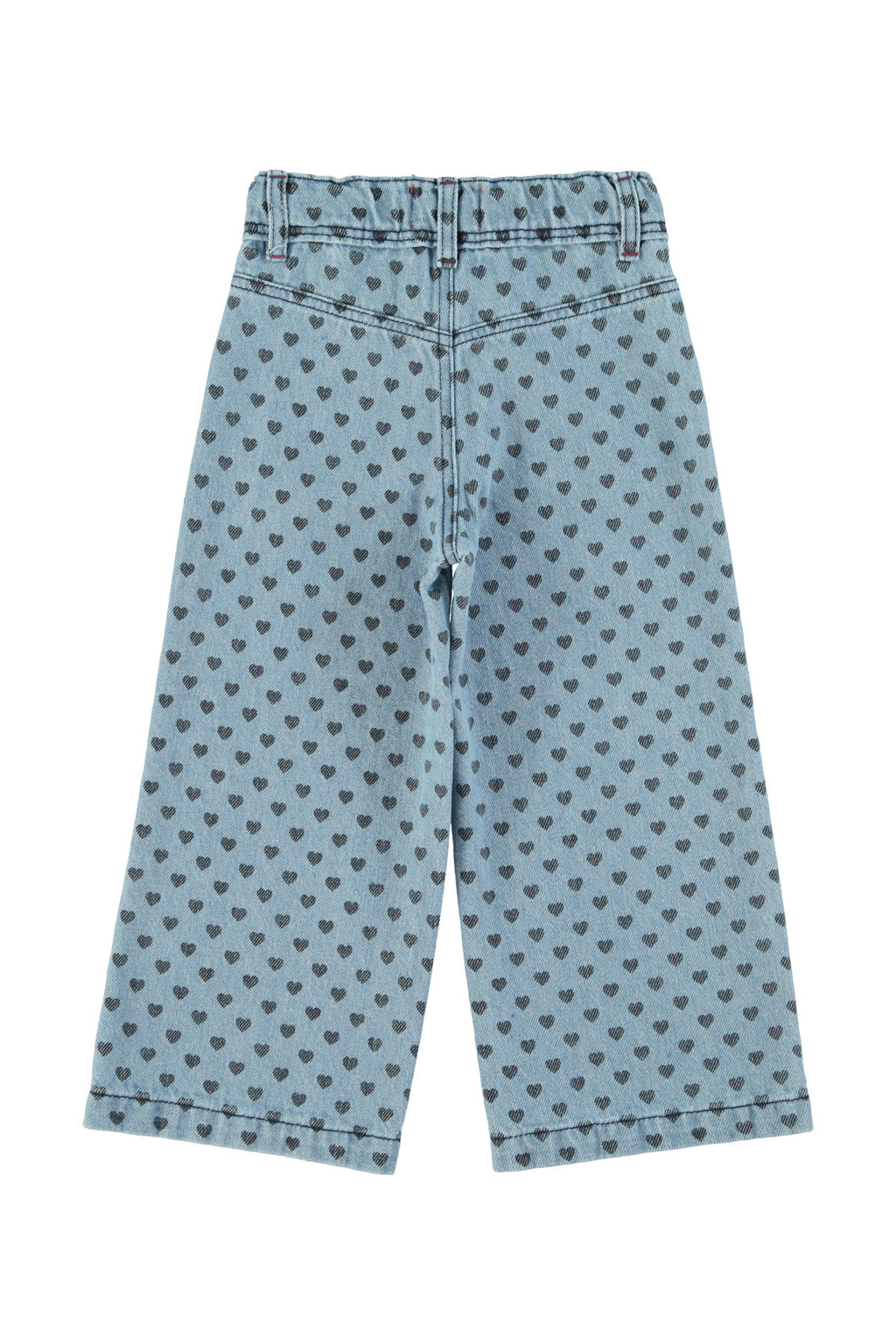 Piupiuchick flare trousers | Washed blue denim w/ black hearts