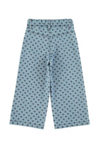 Piupiuchick flare trousers | Washed blue denim w/ black hearts