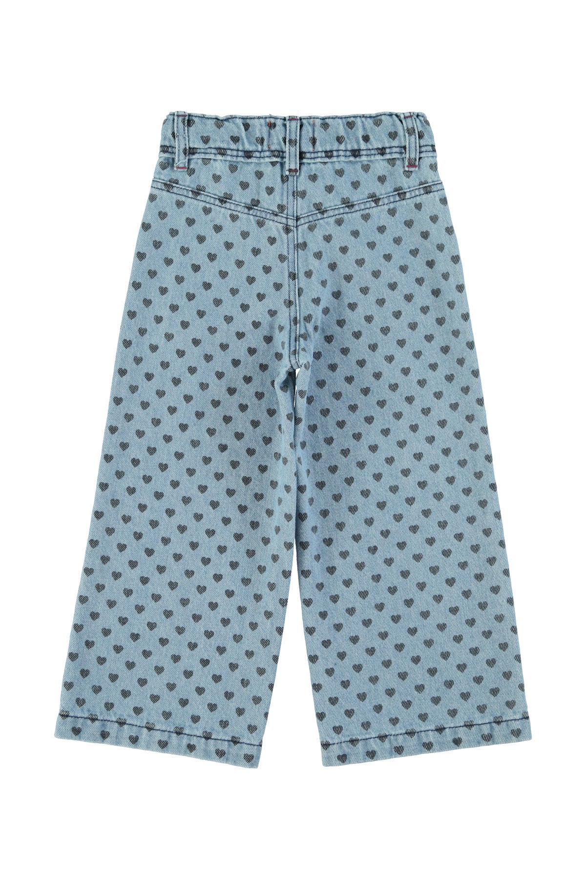 Piupiuchick flare trousers | Washed blue denim w/ black hearts