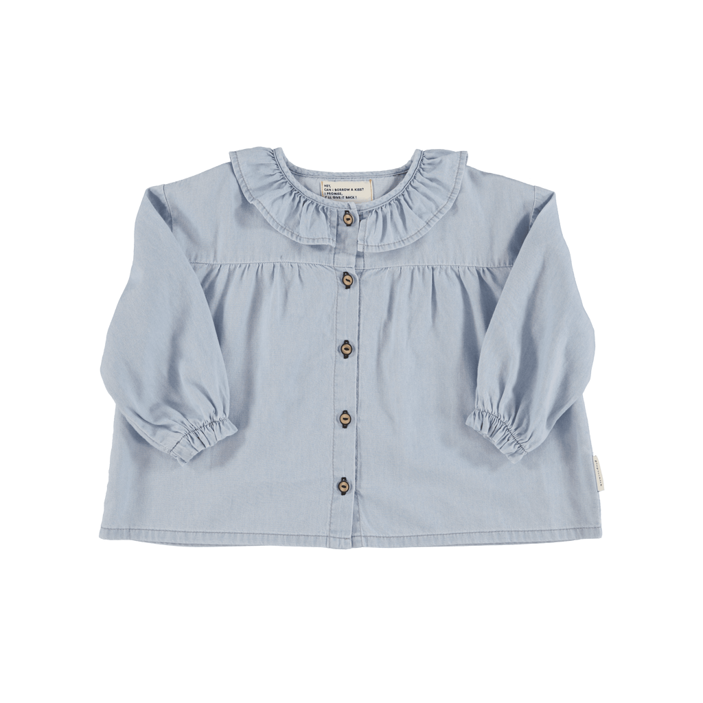 Piupiuchick Peter pan collar blouse | light blue chambray