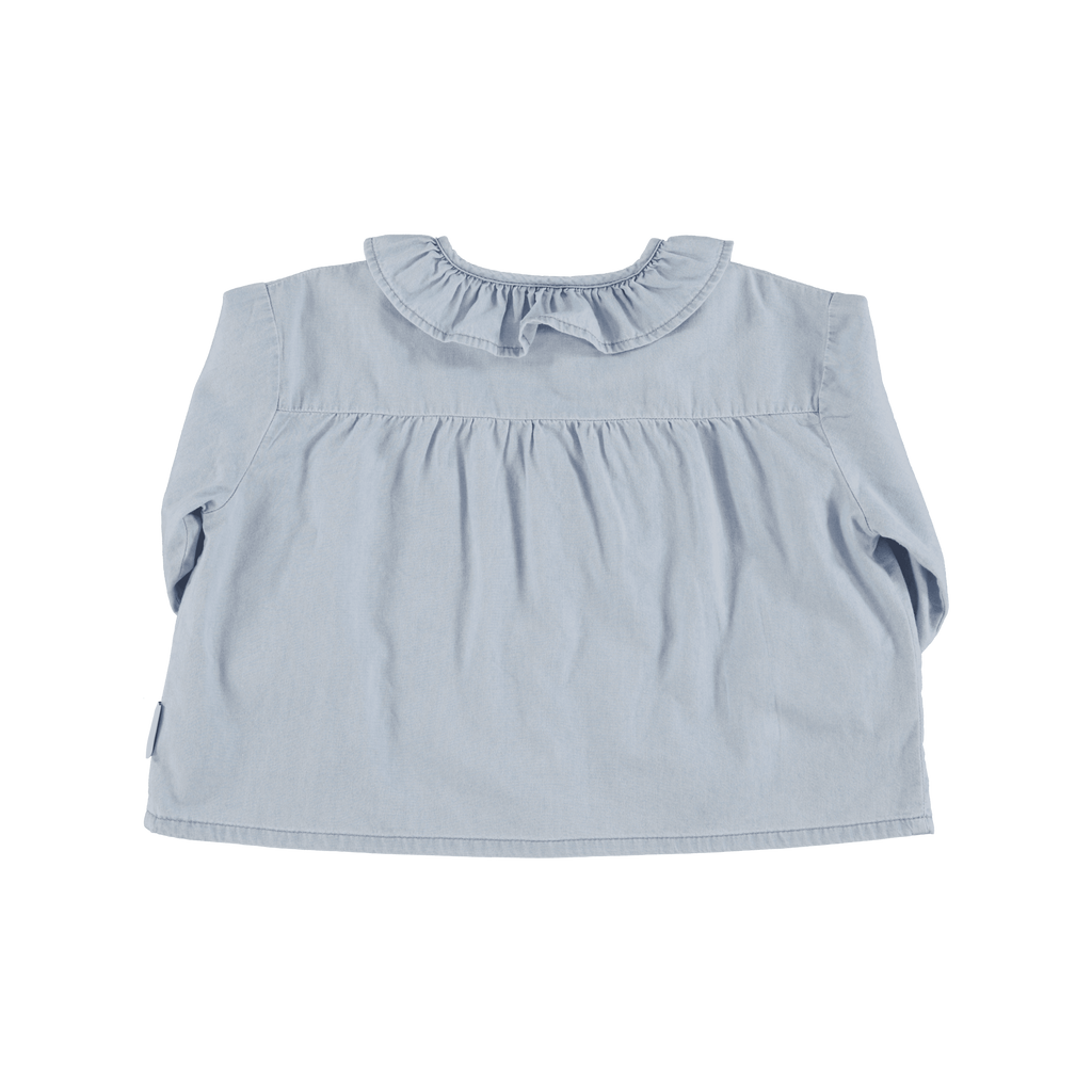 Piupiuchick Peter pan collar blouse | light blue chambray