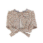 Piupiuchick cropped blouse w/ baloon sleeves  | ecru w/ animal print