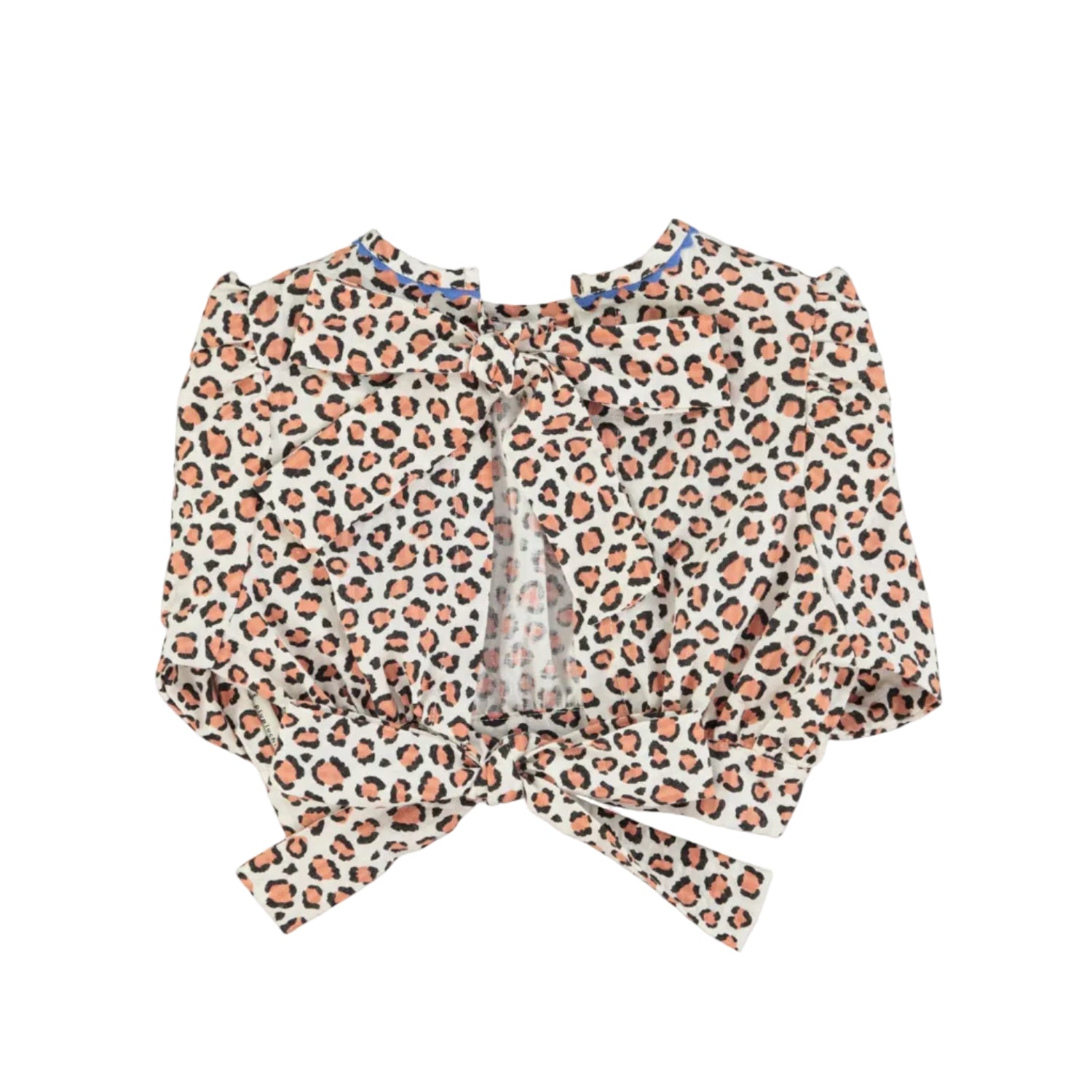 Piupiuchick cropped blouse w/ baloon sleeves  | ecru w/ animal print