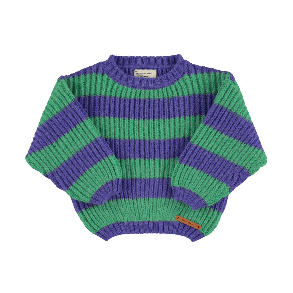Piupiuchick knitted sweater | green & purple stripes