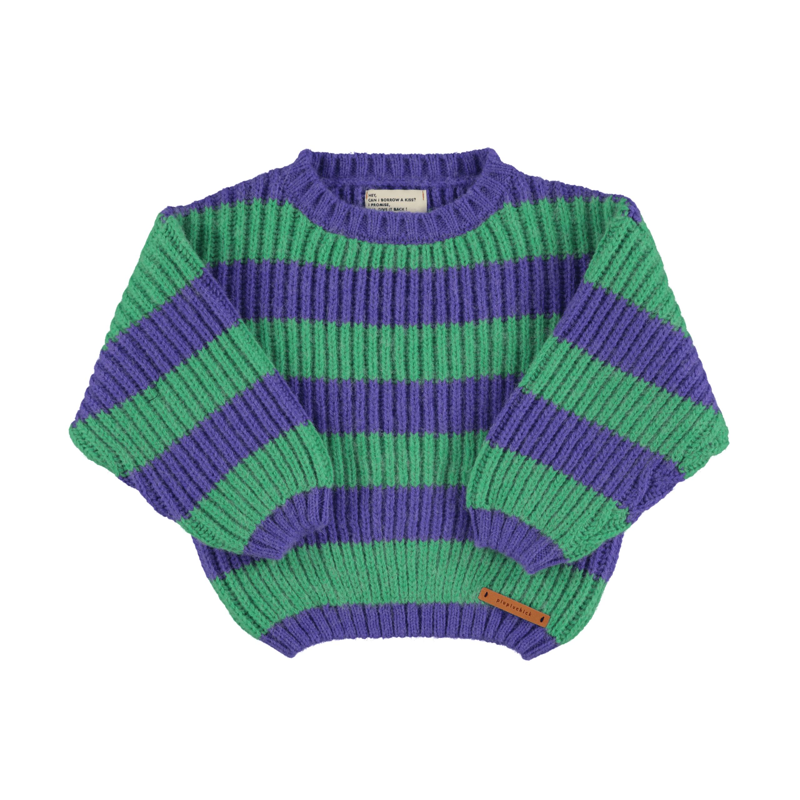 Piupiuchick knitted sweater | green & purple stripes