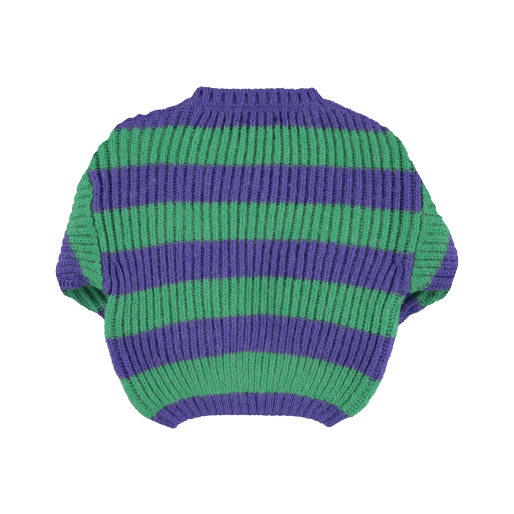 Piupiuchick knitted sweater | green & purple stripes