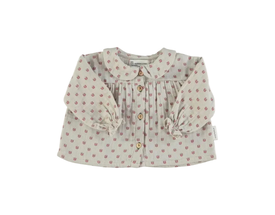 Piupiuchick peter pan collar blouse | taupe little flowers