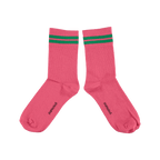 Piupiuchick short socks | pink w/ green stripes