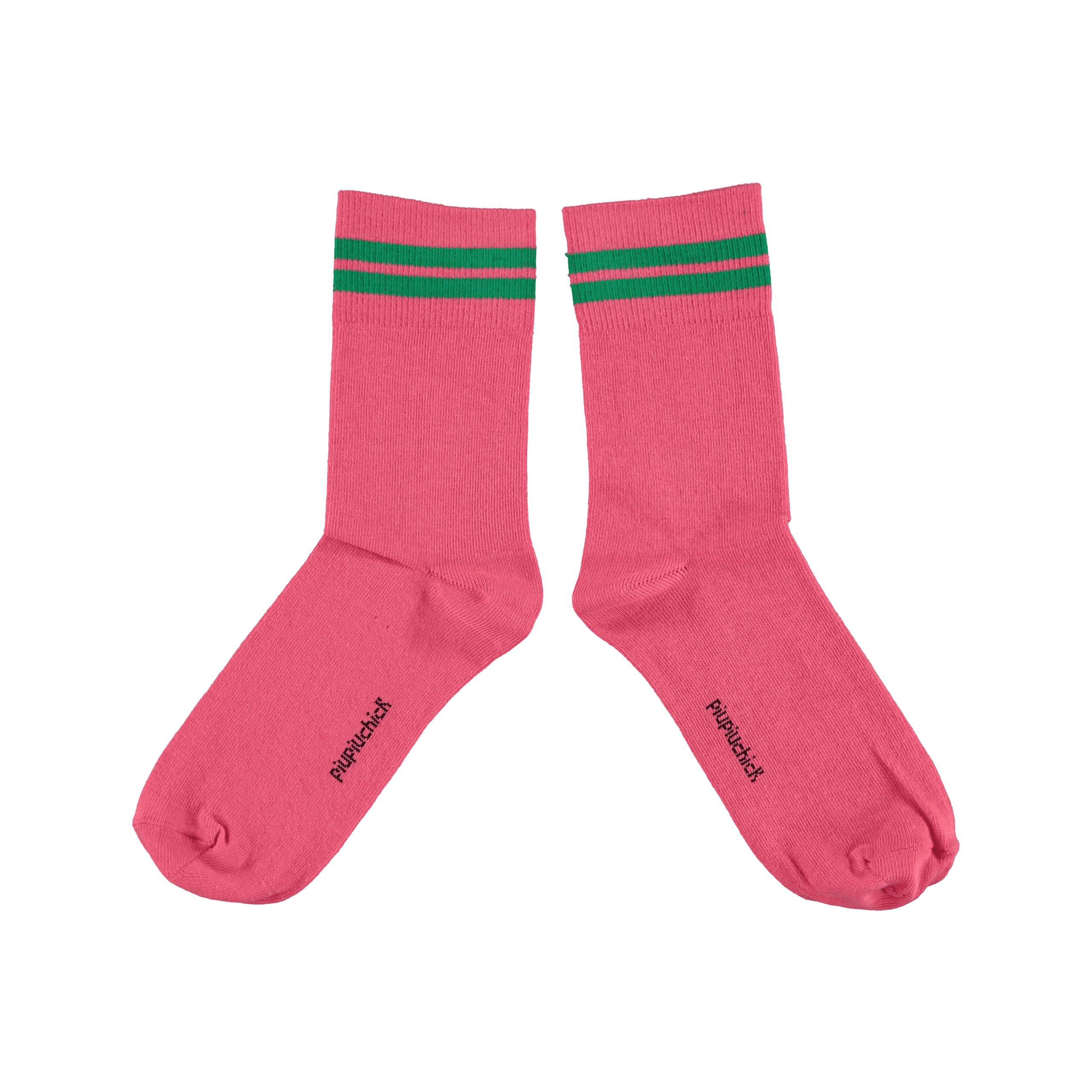 Piupiuchick short socks | pink w/ green stripes
