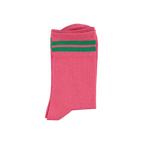 Piupiuchick short socks | pink w/ green stripes
