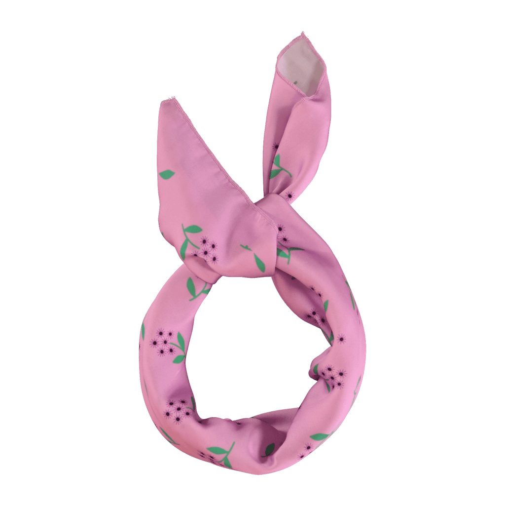 Piupiuchick silky bandana | pink w/ flowers allover