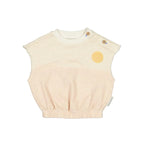 Piupiuchick sleeveless top | pink & ecru "les amis" print