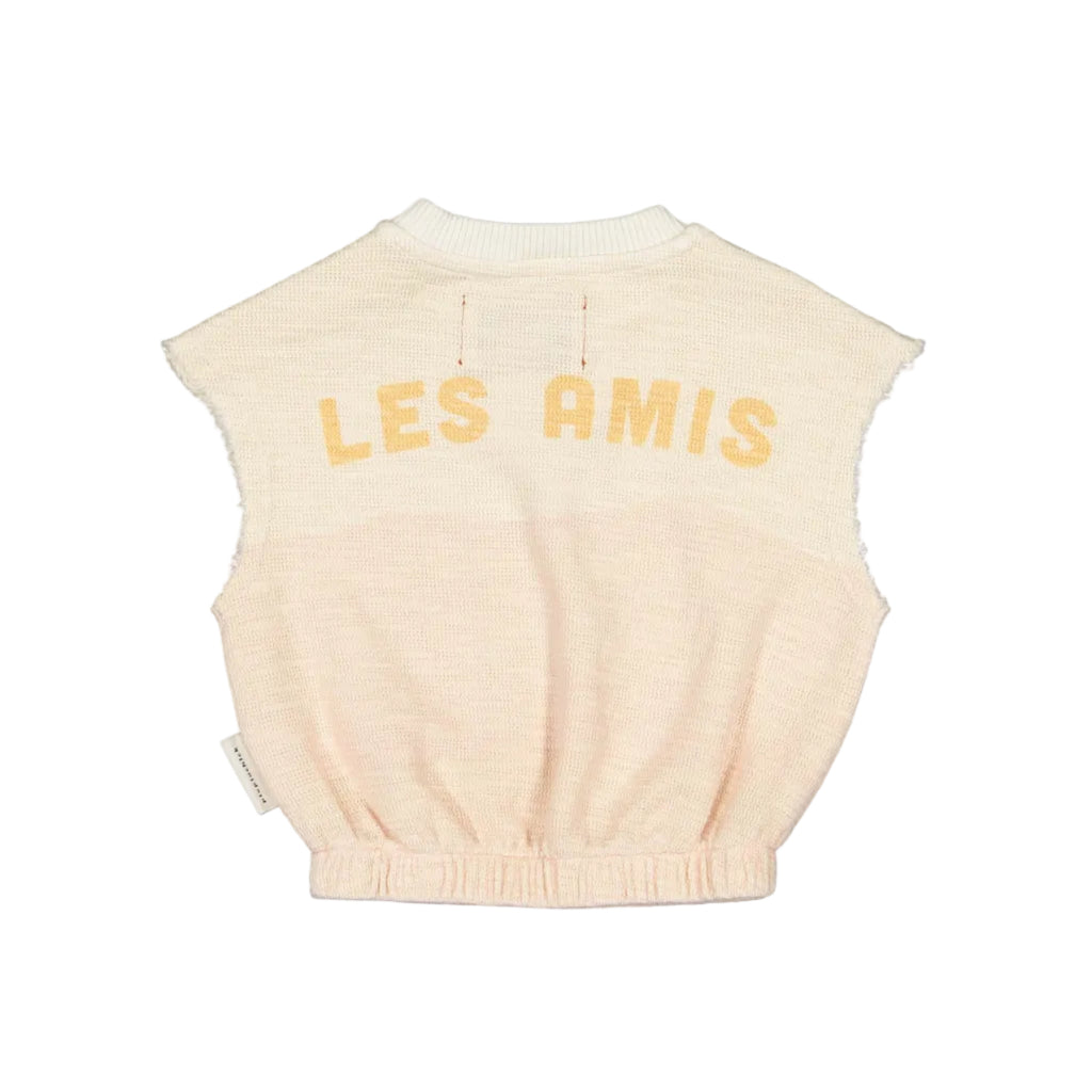 Piupiuchick sleeveless top | pink & ecru "les amis" print