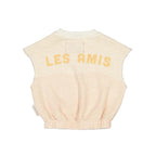 Piupiuchick sleeveless top | pink & ecru "les amis" print