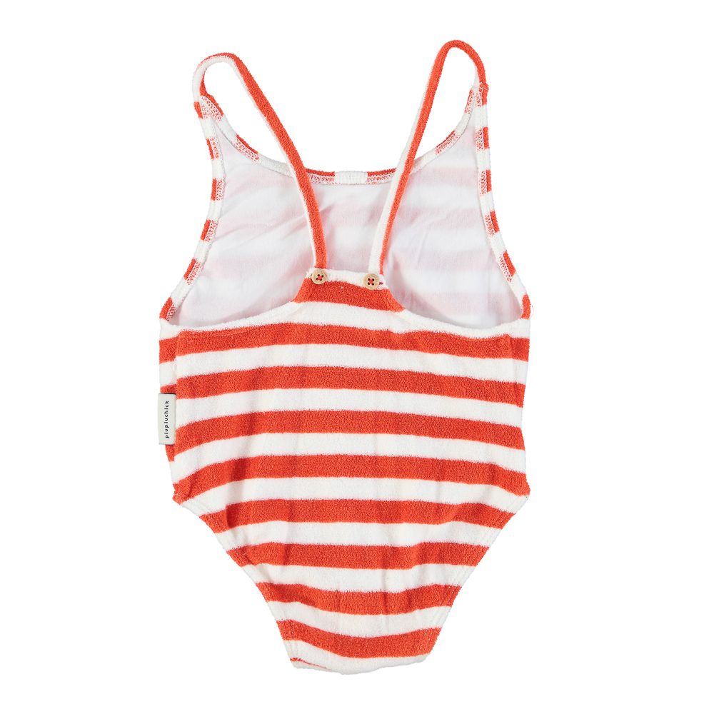 Piupiuchick striped swimsuit | red & ecru stripes