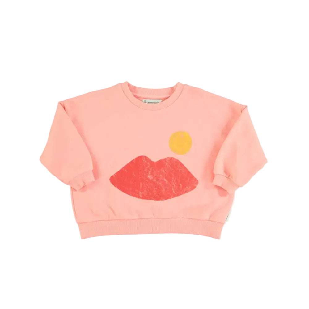 Piupiuchick sweatshirt | coral w/ lips print