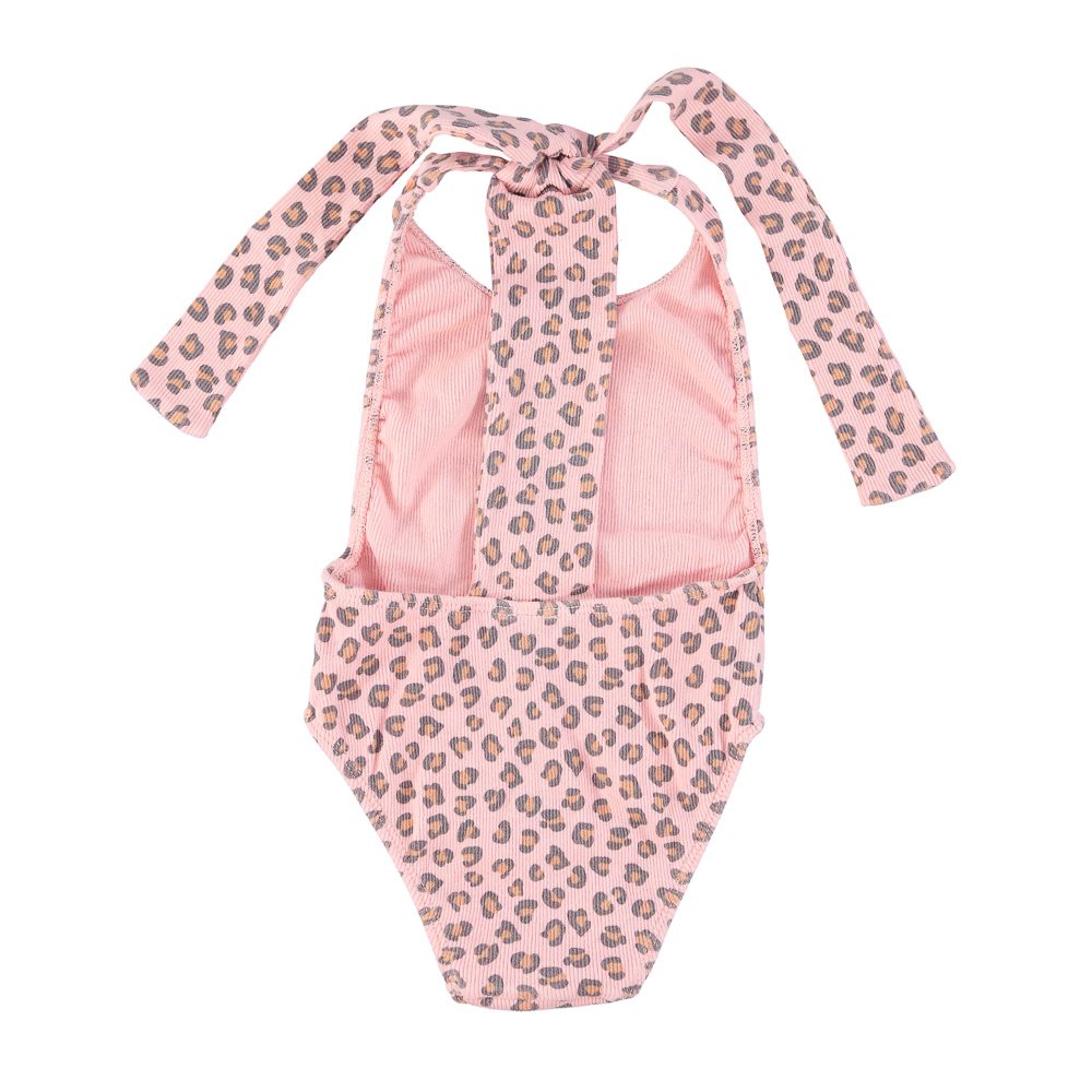 Piupiuchick swimsuit w/ back bow | light pink w/ animal print