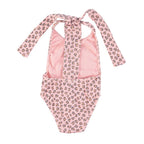 Piupiuchick swimsuit w/ back bow | light pink w/ animal print