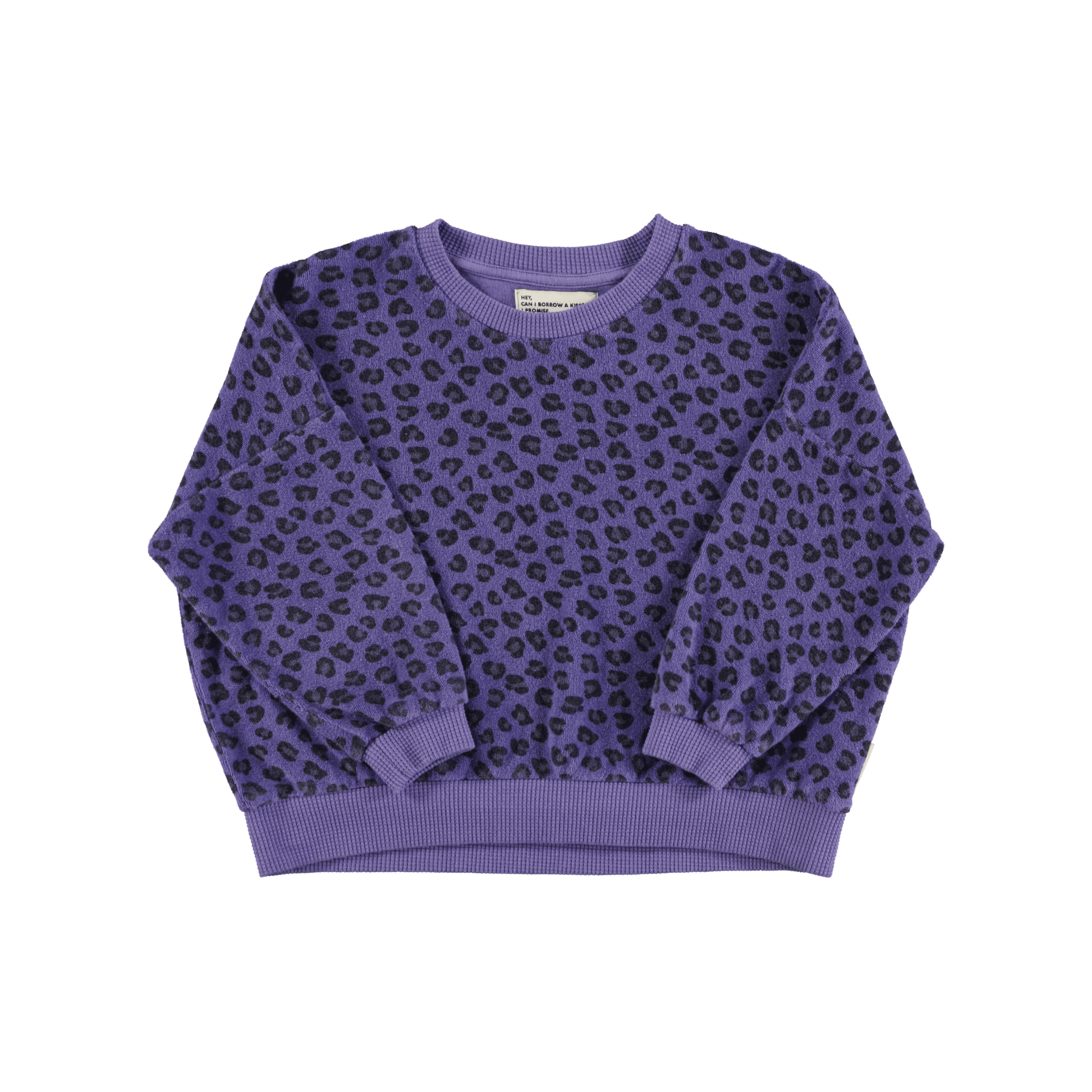 Piupiuchick terry cotton sweatshirt | purple w/ animal print