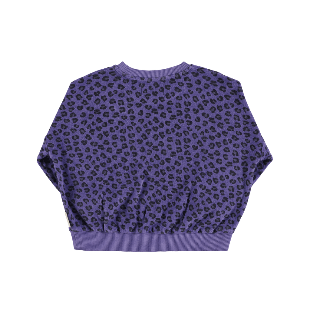 Piupiuchick terry cotton sweatshirt | purple w/ animal print