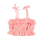 Piupiuchick top w/ straps | pink w/ lips print
