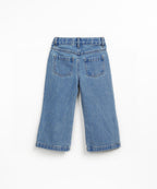 Play up wide-leg denim trousers | denim