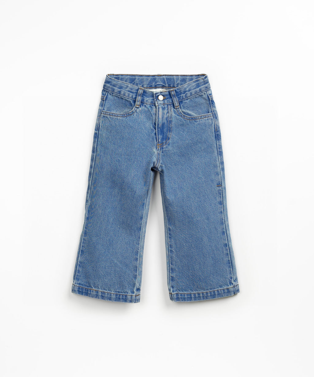 Play up wide-leg denim trousers | denim