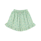 Piupiuchick short skirt w/ ruffles | green stripes w/ little flowers