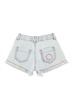 Piupiuchick shorts w/ fringes | washed light blue denim