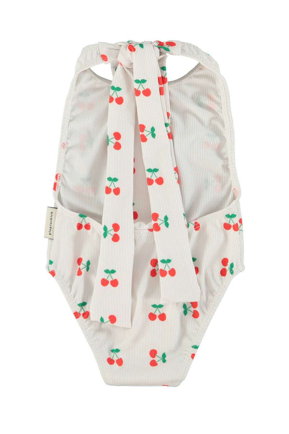 Piupiuchick swimsuit w/ back bow | ecru w/ cherries