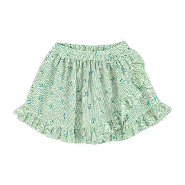 Piupiuchick short skirt ruffles | green stripes w/ little flowers