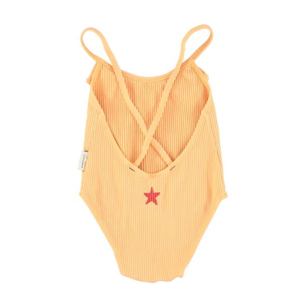 Piupiuchick swimsuit w/ ruffles | peach w/ apple print - Afbeelding 2