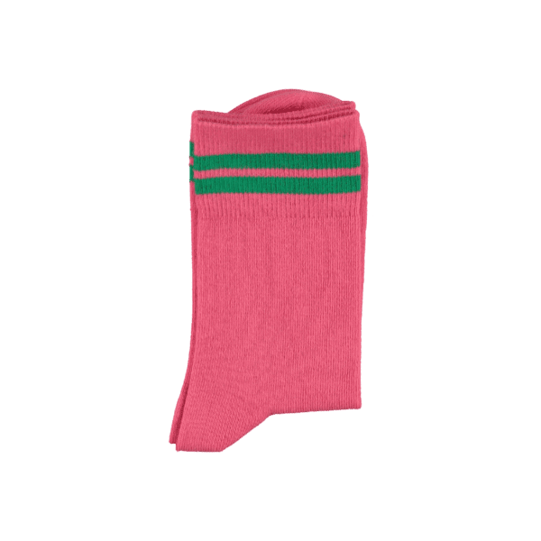 Piupiuchick Short socks | Pink w/ green stripes - Afbeelding 2